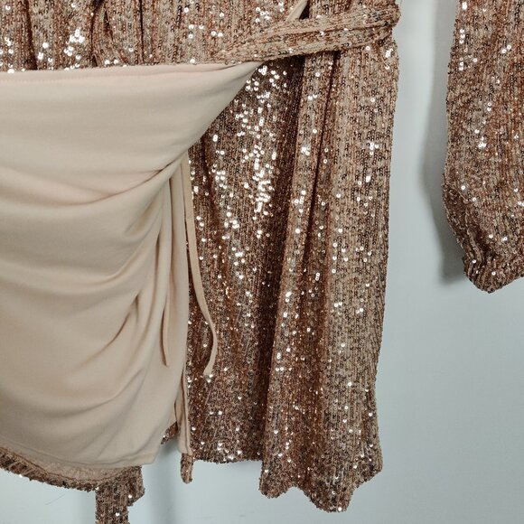 Cleo Women's Sequin Wrap Midi Dress Size XL Swiftie Party Concert Evening Night - Picture 3 of 12